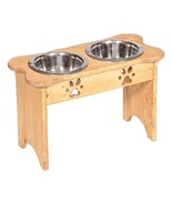 15&quot; TALL DOG BONE ELEVATED FEEDER Amish Handmade  2 2QT Paw Print Bowls ... - $1,723.28 MXN