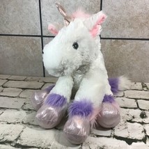 Unipak 15”+ Unicorn Plush Pink Purple Shimmer Embroidered Eyes Stuffes Animal - $14.84