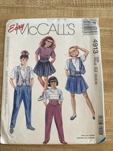 McCall’s Easy, 4913, Girls Vest, Skirt, Pants, Size 10-12-14, Cut, 1990 - $92.66 MXN