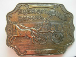 Vintage  America’s Heroes&#39; Fire Dept. Belt Buckle Boston 3.75&quot; x 2.75&quot; - $29.21