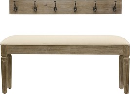 Décor Therapy Waverly Wood Bench With Coat Rack Set, Measures, Winter White - £189.50 GBP