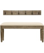Décor Therapy Waverly Wood Bench With Coat Rack Set, Measures, Winter White - £189.50 GBP