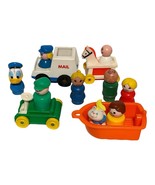70s Fisher Price Little People Lot Boat Cars Mailman Little People Dollh... - $466.27 MXN