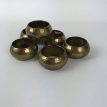 Hammered Brass Napkin Rings Holders Set of 6 Vaishali India Mod wedding ... - £13.95 GBP