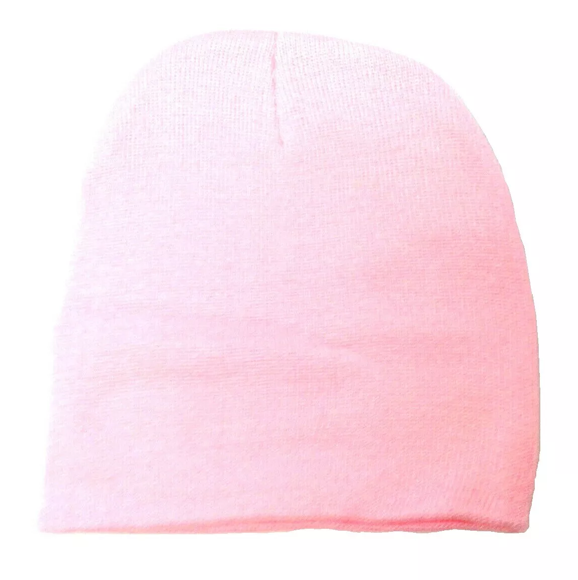 Solid Plain Blank Short Uncuffed Knit Beanie skull cap ski Hat retro Light pink - $16.99