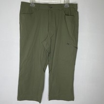Eddie Bauer Outdoor Crop Pants Olive Green Zip Pocket Size 14 Hiking Trail - $24.00