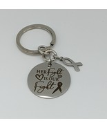 Her Fight Is Our Fight charm keychain, Cancer awareness keychain, awaren... - £11.81 GBP
