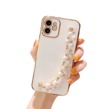 Anymob iPhone Case White Pearl Bracelet Electroplating Silicone Cover With  - £21.31 GBP