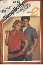 Simplicity 6512 unisex shirt size 16, dated 1984 - $3.00