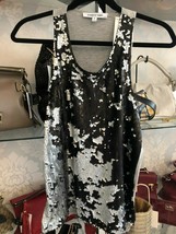 Elizabeth &amp; James Schwarz &amp; Grau Pailletten Front Tank Top GRÖSSE S - $119.46
