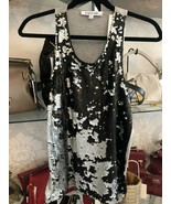 Elizabeth &amp; James Schwarz &amp; Grau Pailletten Front Tank Top GRÖSSE S - $119.46