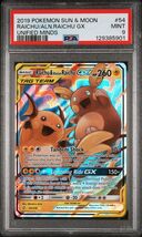 2019 POKEMON SUN &amp; MOON UNIFIED MINDS #54 RAICHU &amp; ALOLAN RAICHU GX PSA 9 - $49.99