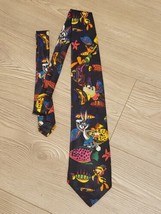 Vintage Looney Tunes Mania 1994 Bugs Taz Tweety Warner Bros Fish Neck Ti... - £7.98 GBP