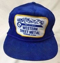 Alaska Western Sheet Metal Blue Hat Baseball Cap Corduroy Adjustable Otto - £19.32 GBP