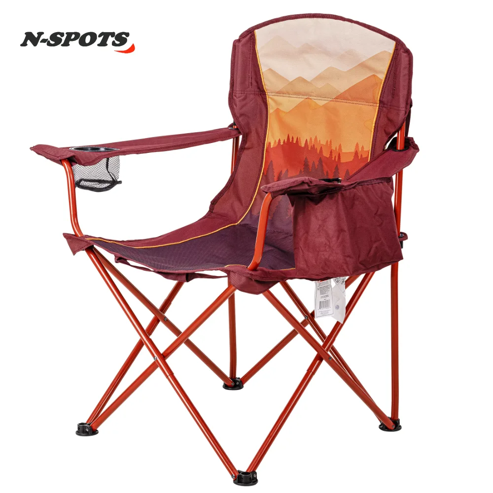 Ozark Trail Oversized Camp Chair with Cooler, Ombre Mountains Design, Red and - £40.08 GBP