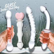 Glass Dildo Ribbed G-Spot Curved Smooth Double Trouble Glass Dildo Sex Toy - $34.99+