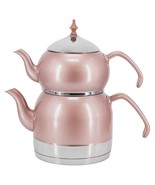 Korkmaz Rena 1.1 Liter Tea Pot and 2.4 Liter Kettle Set in Pink - £105.07 GBP