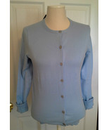 Lands End  Women&#39;s LS Supima Crew Cardigan Sweater Fresh Sky New - $567.66 MXN