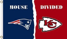 New England Patriots and Kansas City Cheifs Divided Flag 3x5ft - £12.34 GBP