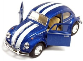 New Volkswagen Beetle Vw Bug W/ Stripes Diecast Model Toy 1:32 Blue Gift Kids - £13.89 GBP