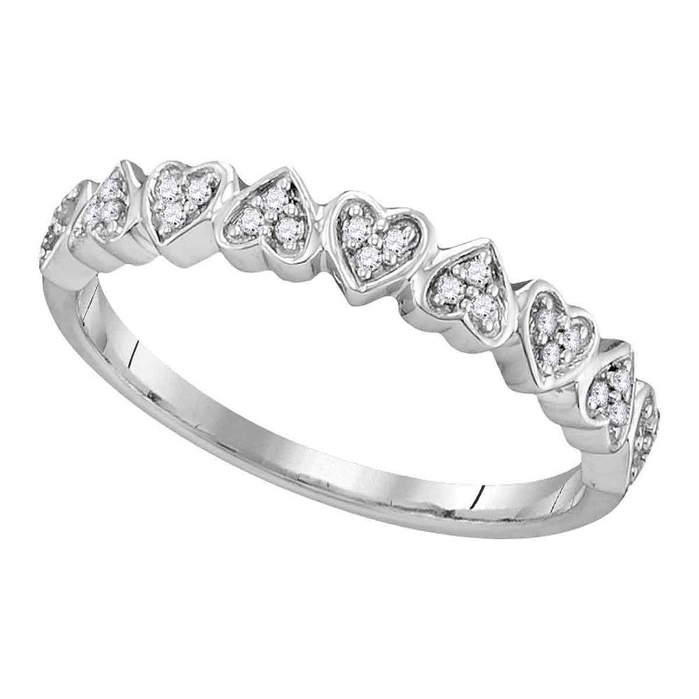 10k White Gold Womens Round Diamond Heart Love Fashion Ring 1/10 Cttw