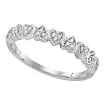 10k White Gold Womens Round Diamond Heart Love Fashion Ring 1/10 Cttw - £140.77 GBP