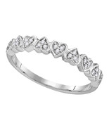 10k White Gold Womens Round Diamond Heart Love Fashion Ring 1/10 Cttw - €153,58 EUR