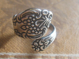 Handmade Usa Vintage Antique Style Adjustable Silver Spoon Ring Sizes 9-10 - £10.19 GBP