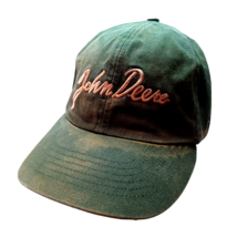 John Deere Script Spell Out Embroidered Adjustable Cap Trucker Hat USA Farm - $11.83