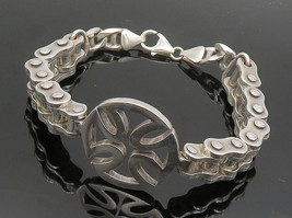 925 Sterling Silver - Vintage Shiny Open Cross Bicycle Chain Bracelet - BT8004 - £248.85 GBP