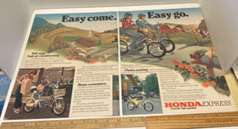 Vintage Print Ad Honda Express Scooter Country Farm Cow 1970s Ephemera 2 pages - $18.61