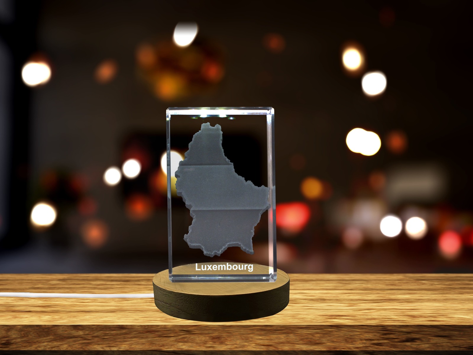 LED Base included | Luxembourg 3D Engraved Crystal 3D Engraved Crystal Keepsake