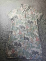 C&amp;C California Tropical Palm Floral Toucan Linen Shirt Shift Dress Size M Beach  - £17.01 GBP