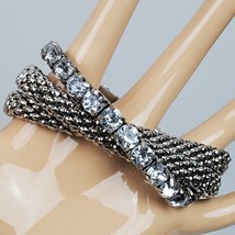 Vintage Estate Statement Stretchy Wrap Bracelets 3 Bling Silver Tone - £10.43 GBP