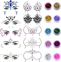 10 Sheets Face Jewels Stickers Body Gems Self Adhesive Face and Body Jew... - $29.95