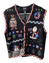 Designer Origional Studio Womens Large Black All Holidays Knit Decorated Vest - £17.67 GBP