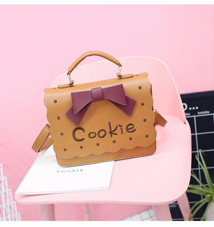 Reative biscuit cookies bowknot cute ladies shoulder messenger bag women phone purse pu thumb200