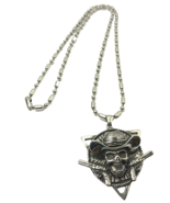 Large Men 28&quot; Stainless Steel Skull Cowboy Gun Pendant Necklace NEW - $564.28 MXN