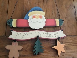 Christmas Santa Sign Hand Painted On Wood - £9.92 GBP