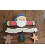 Christmas Santa Sign Hand Painted On Wood - $241.61 MXN