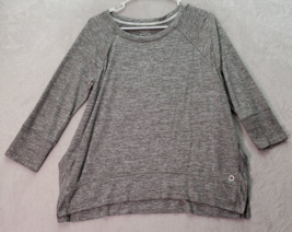 Calvin Klein Performance Shirt Womens Medium Gray Long Sleeve Round Neck Slit - £13.64 GBP