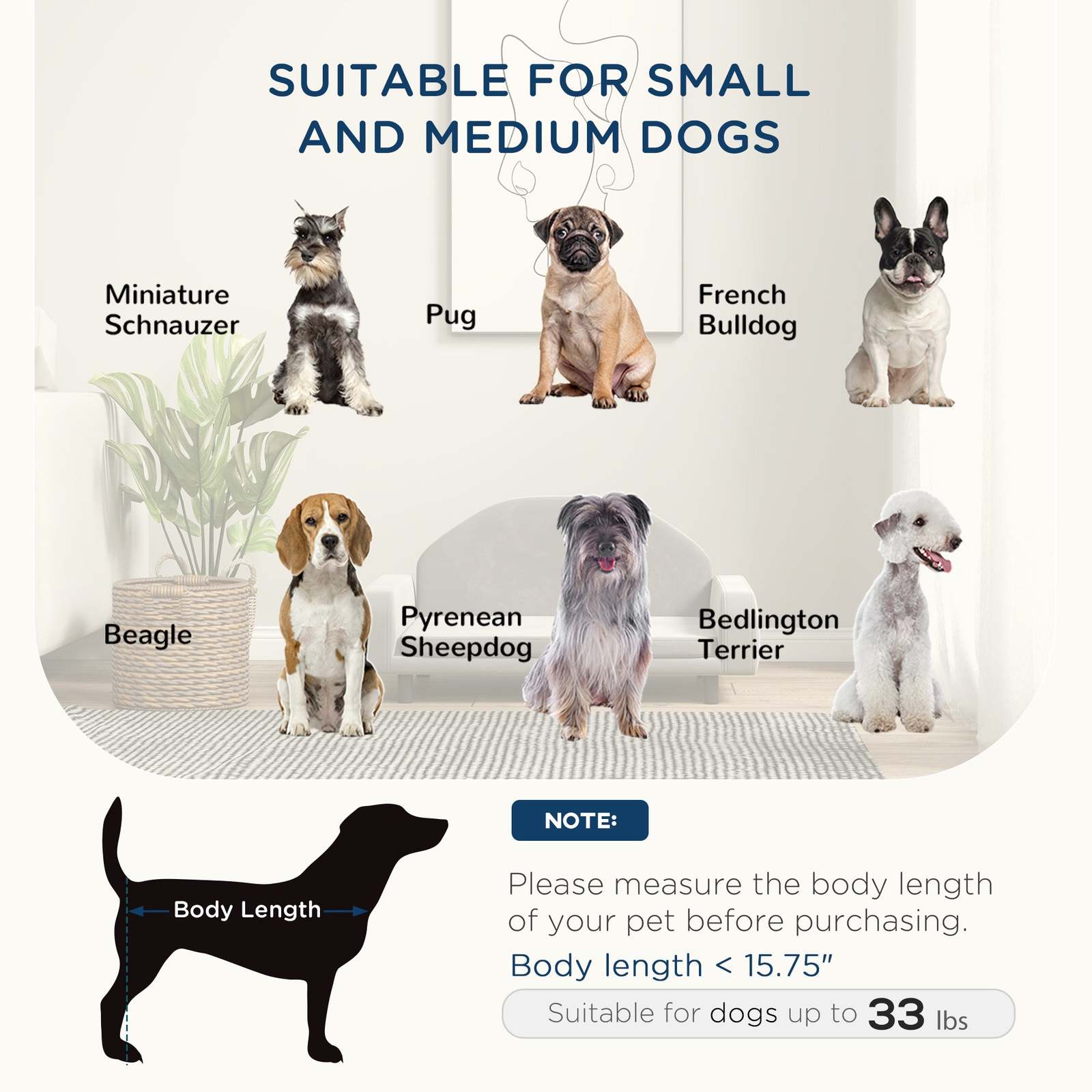 PawHut Elevated Dog Sofa: Gray, Small & Medium Item image 4