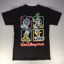 Walt Disney World Land Parks Small Black Shirt Neon Mickey Donald Goofy ... - $16.99