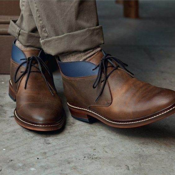 New Handmade Men Antique brown Leather Chukka boots, Men Style Leather Casual b