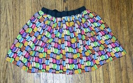 Novelty Colorful French Macaron Cookie Print Skirt L XL Fun Whimsical Retro Mod - £14.02 GBP