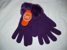 Wonder Nation Girls Faux Fur Lined Gloves Pretty Purple NEW Super Warm - £7.41 GBP