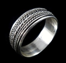 Handmade Solid 925 Sterling Silver Bali / Balinese Braided Rope SPIN/WORRY RING - $25.72+