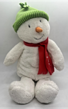 Hallmark Talking HUG ME SNOWMAN Plush Green Hat Red Scarf Christmas - $244.84 MXN