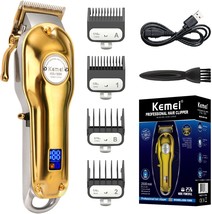 The Kemei Golden Cordless Hair Clipper Professional Hair Clippers Hair T... - $51.97