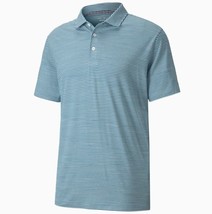Puma Caddie Striped Golf Polo Shirt Digi-Blue Heather ( S ) - $89.07